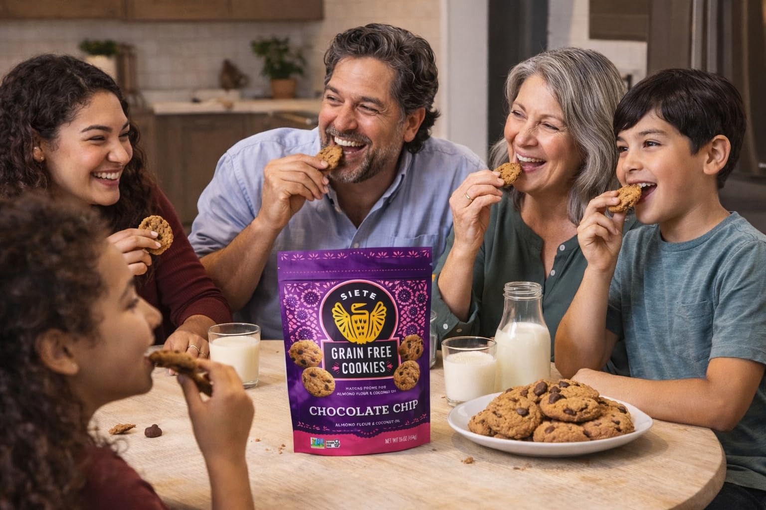 Siete Grain Free Cookies Mexican Vanilla Chocolate Chip - Gluten Free Vegan Cookies - Almond Flour Cookies with Coconut Oil - Dairy Free, Paleo