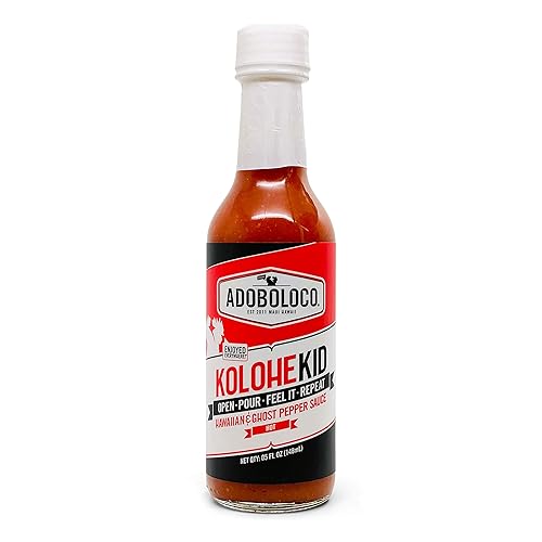 Adoboloco KoloheKid Hot Sauce 5oz - Ghost Peppers & Hawaiian Chili Peppers - Bold Heat Level 05/10 - Seen on Hot Ones - All Natural, Made in USA