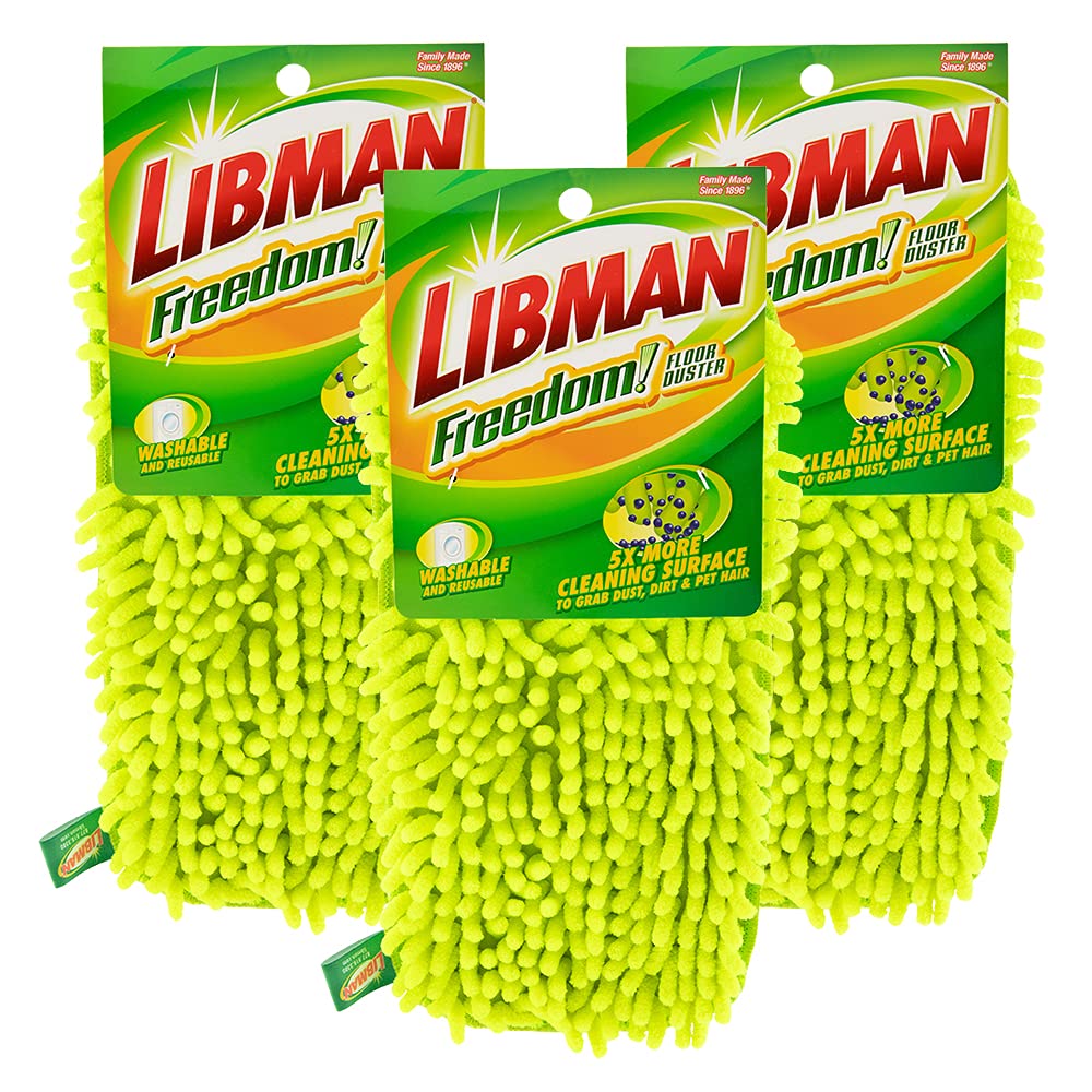 Libman 1486 Freedom Floor Duster Refill Dry Dust Mop Replacement Heads for The Libman Freedom Floor Duster - 3 Pack, Green