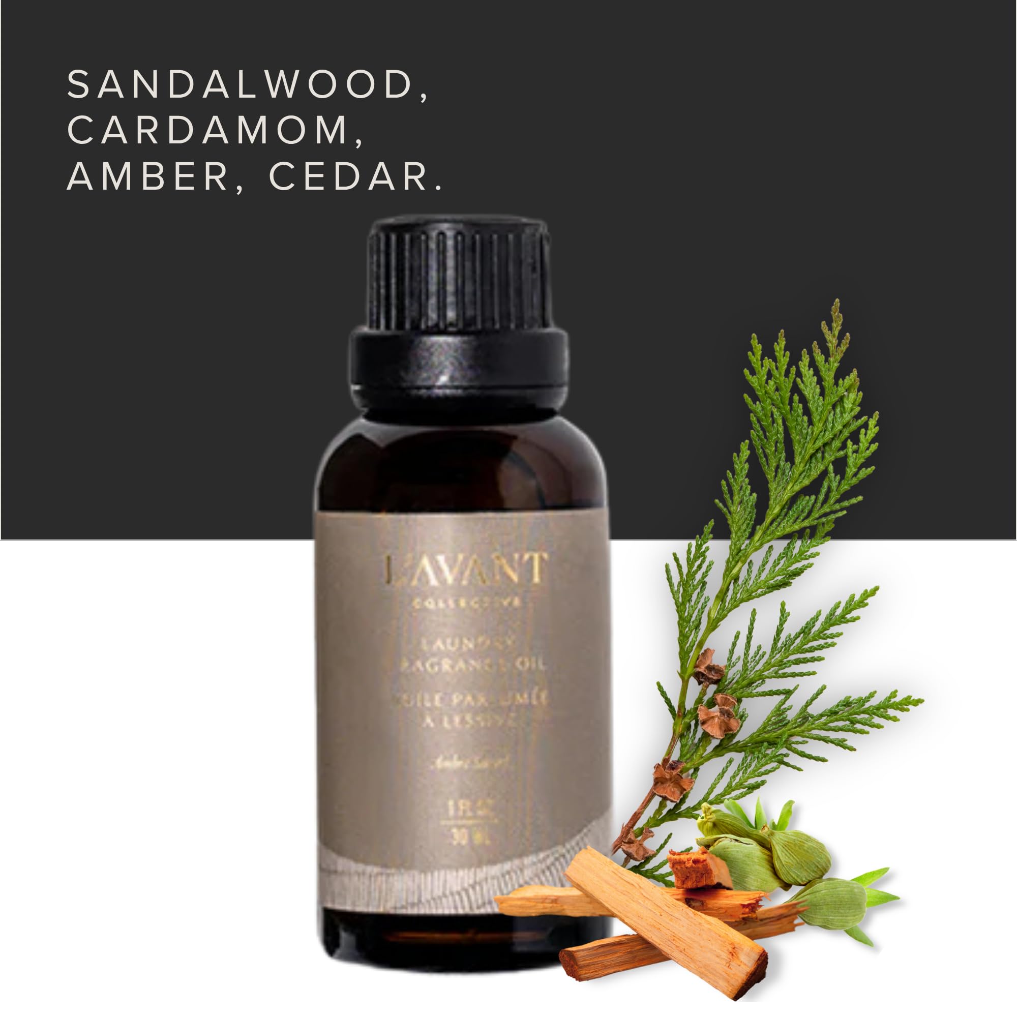 L'AVANT Collective | Essential Oils for Laundry - Dryer Balls Scents - Scented Fragrance Essential Oil Drops | Laundry Oil - Ambre Santal