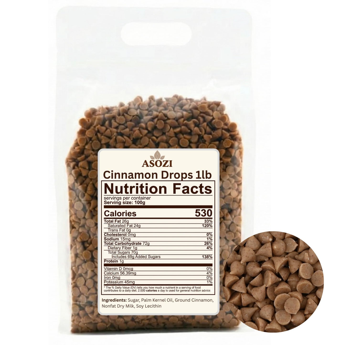 Cinnamon Chips for Baking 1lb- Cinnamon Flavored Drops for Baking, Small-Sized Baking Chips for Adding Warmth and Spice, Perfect Cinnamon Baking Chips for Confectionery Needs