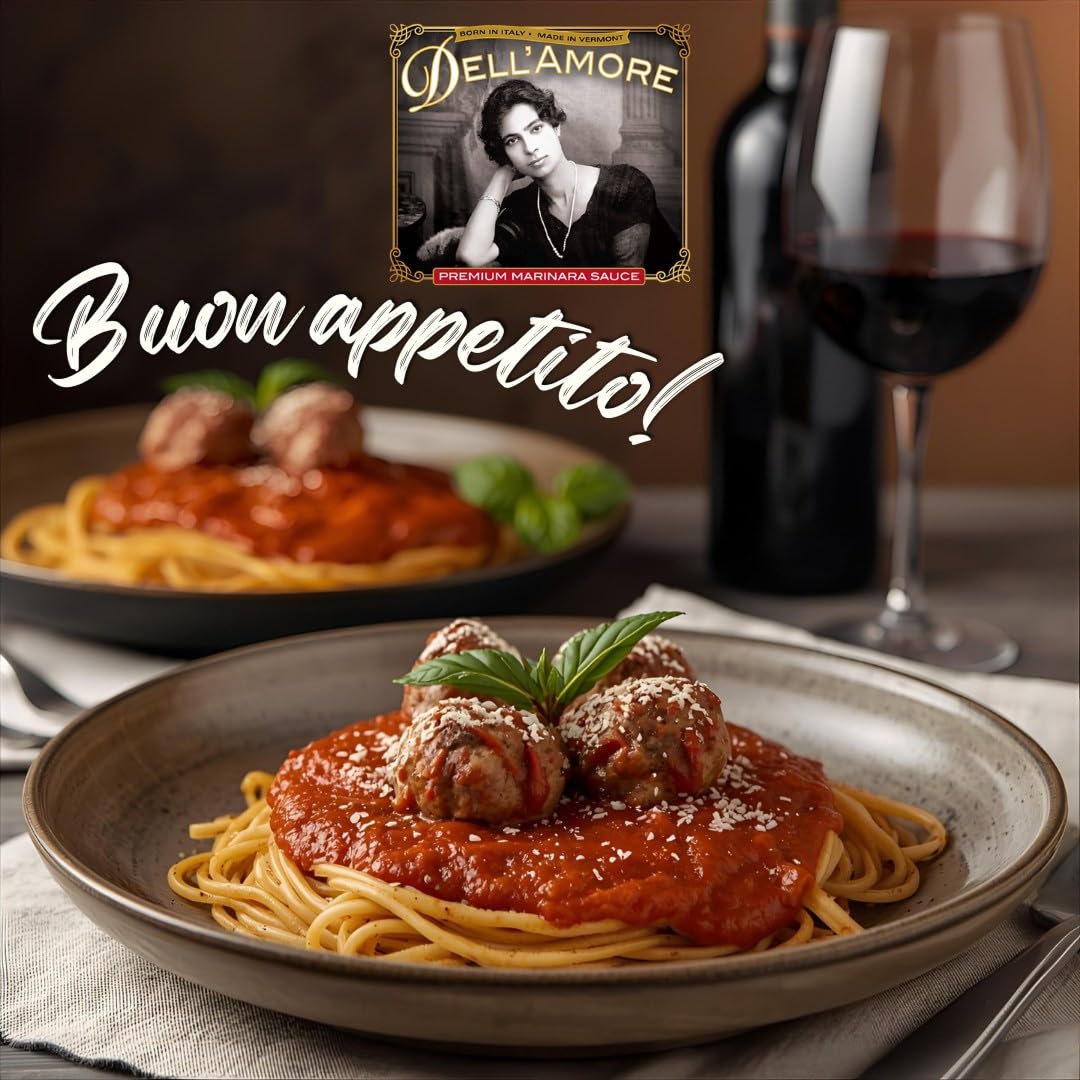 Dell'Amore Premium Marinara Sauce, Homemade Pasta Sauce Low Sodium - No Added Sugar - Vegan - Family Recipe with Fresh Ingredients - Spicy Marinara