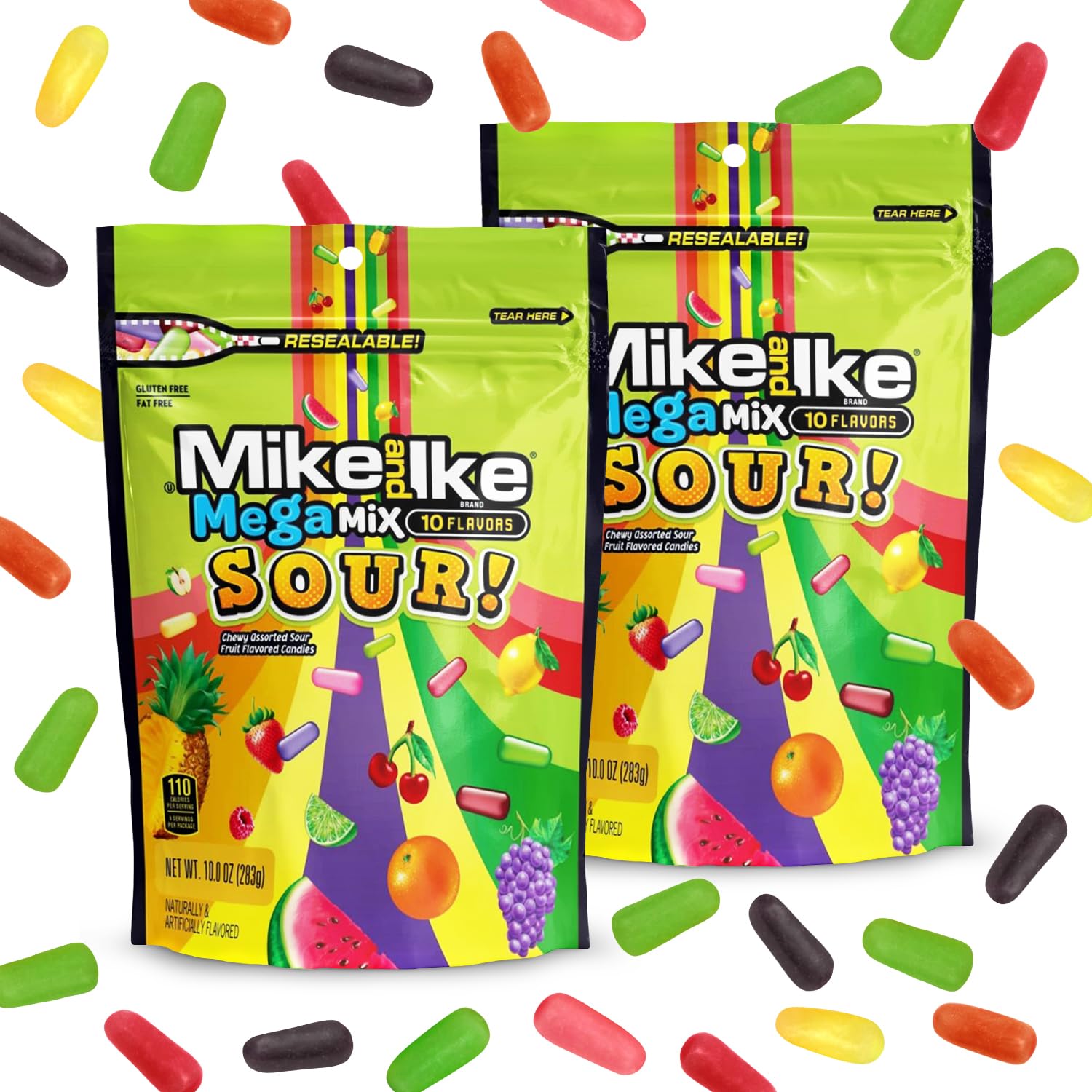 Mike and Ike Mega Mix Sour Candy, 2 Pack of Movie Theater Candy Boxes 10 OZ Each, Ideal for Your Favorite Films, Perfect Theater Box Candy for Sharing