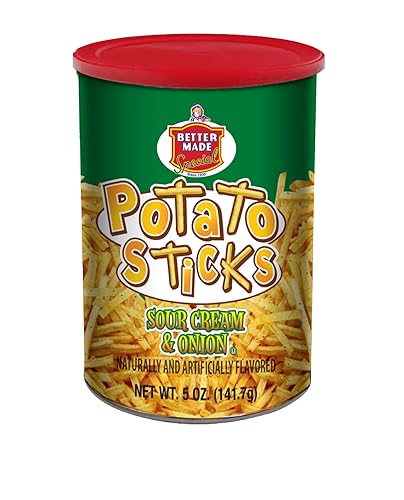 Better Made Potato Sticks 5oz Canister - Shoestring Potato Sticks - Gluten Free - Crunchy, Crispy Snack from Fresh Potatoes - Resealable Lid (Sour
