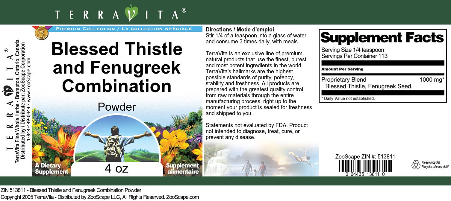 Blessed Thistle and Fenugreek Combination Powder (4 oz, ZIN: 513811) - 3 Pack