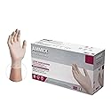 AMMEX White Latex Disposable Exam-Grade Gloves, 4 Mil, Powder-Free, Food-Safe, Lightly-Textured, Non-Sterile