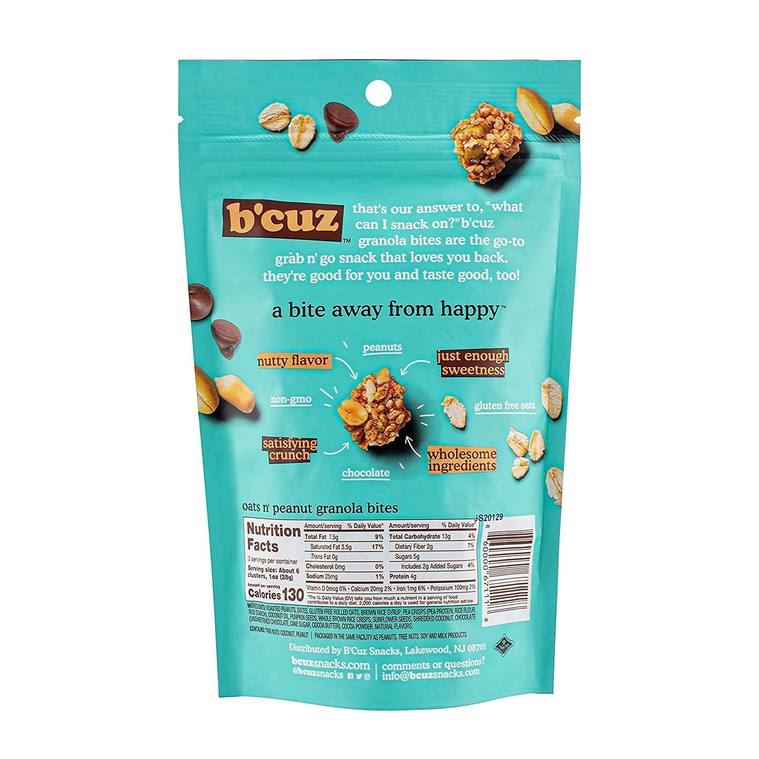 B'cuz Granola Bites 3-Bag Gluten Free Healthy Snacks for adults, Healthy Granola Gluten Free Snack - Kosher Snacks for Kids, Vegan Snack - 3 oz