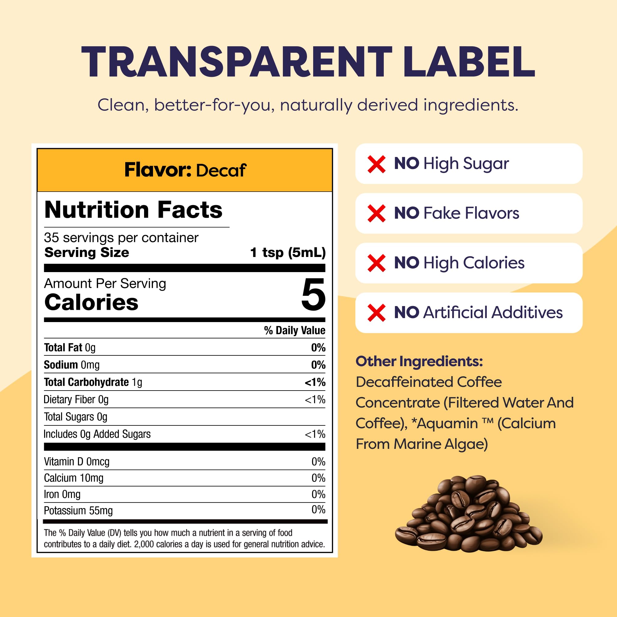 Javvy Cold Brew Coffee Concentrate Instant Coffee, Smooth Arabica Iced Coffee & Espresso Concentrate, 35 Servings, Decaf, 1 Pack