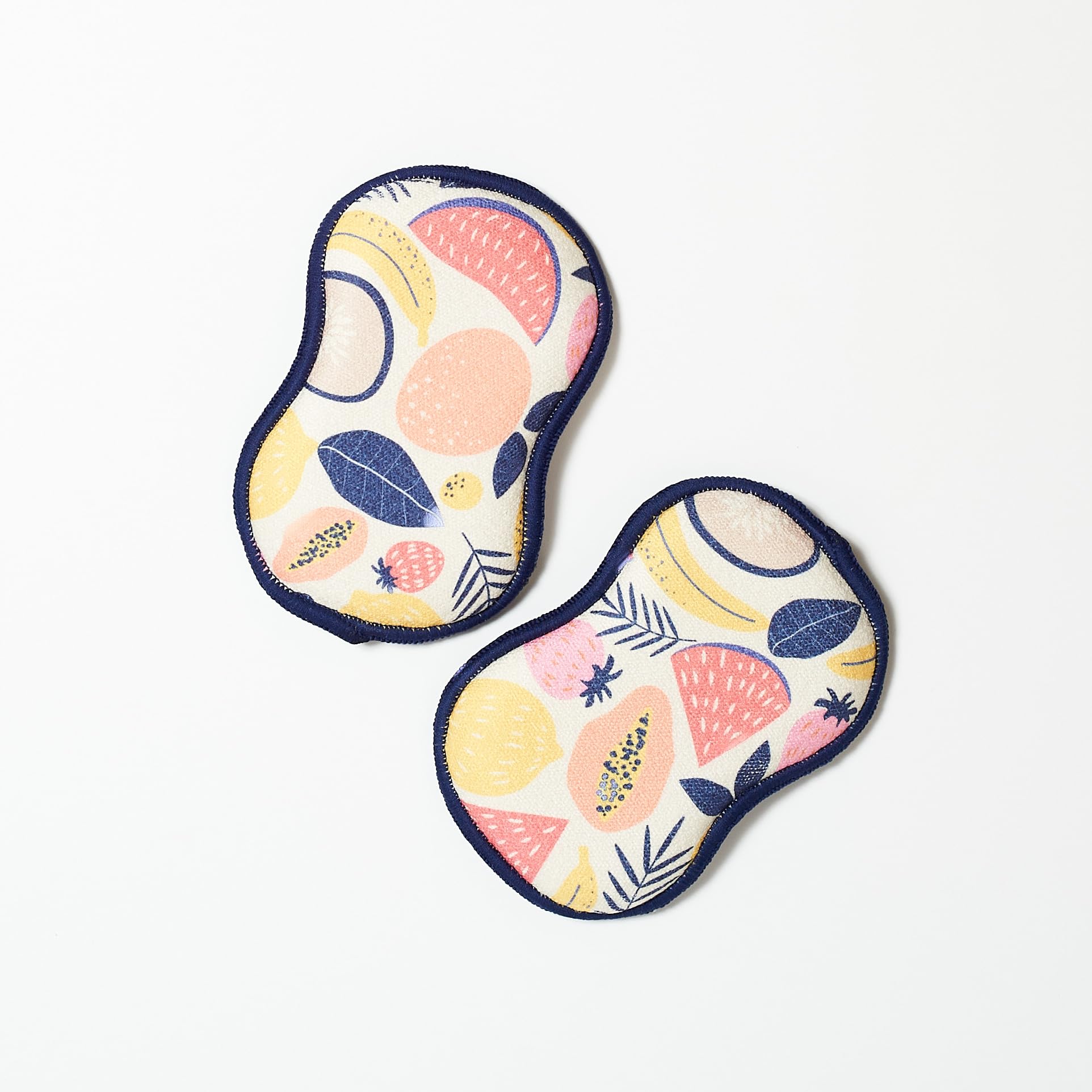 Bright Habits Sponge Set in Fruit Platter Yellow - Set of 2 Super Absorbent Washable Reusable Cleaning Sponges Made from Recycled Materials, Durable