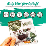 Wild Zora Meat & Veggie Bars, Mediterranean Lamb, 8-Pack, 100% Grass Fed Lamb, Healthy Jerky Paleo Snacks, AIP Friendly, Gluten Free, Soy Free, High