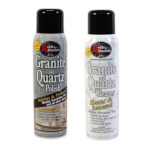 Rock Doctor Granite and Quartz Cleaner and Polish Set 18 oz Each Streak-Free Stone Cleaner with Carnauba Shine Safe for Marble, Tile, Travertine