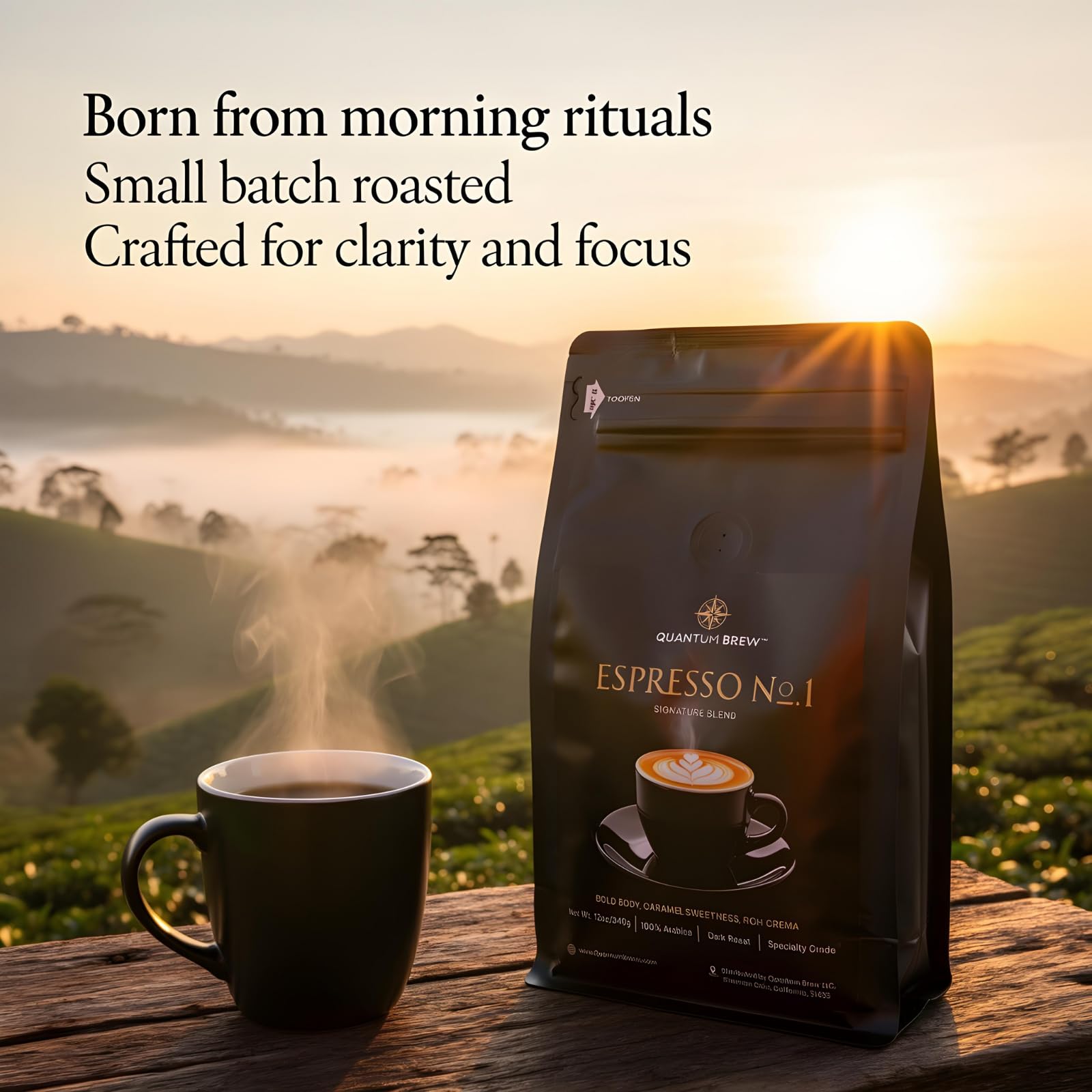 Quantum Brew Espresso No.1 - Freshly Roasted After You Order - High-Performance Espresso Blend, Whole Bean Coffee, 12oz