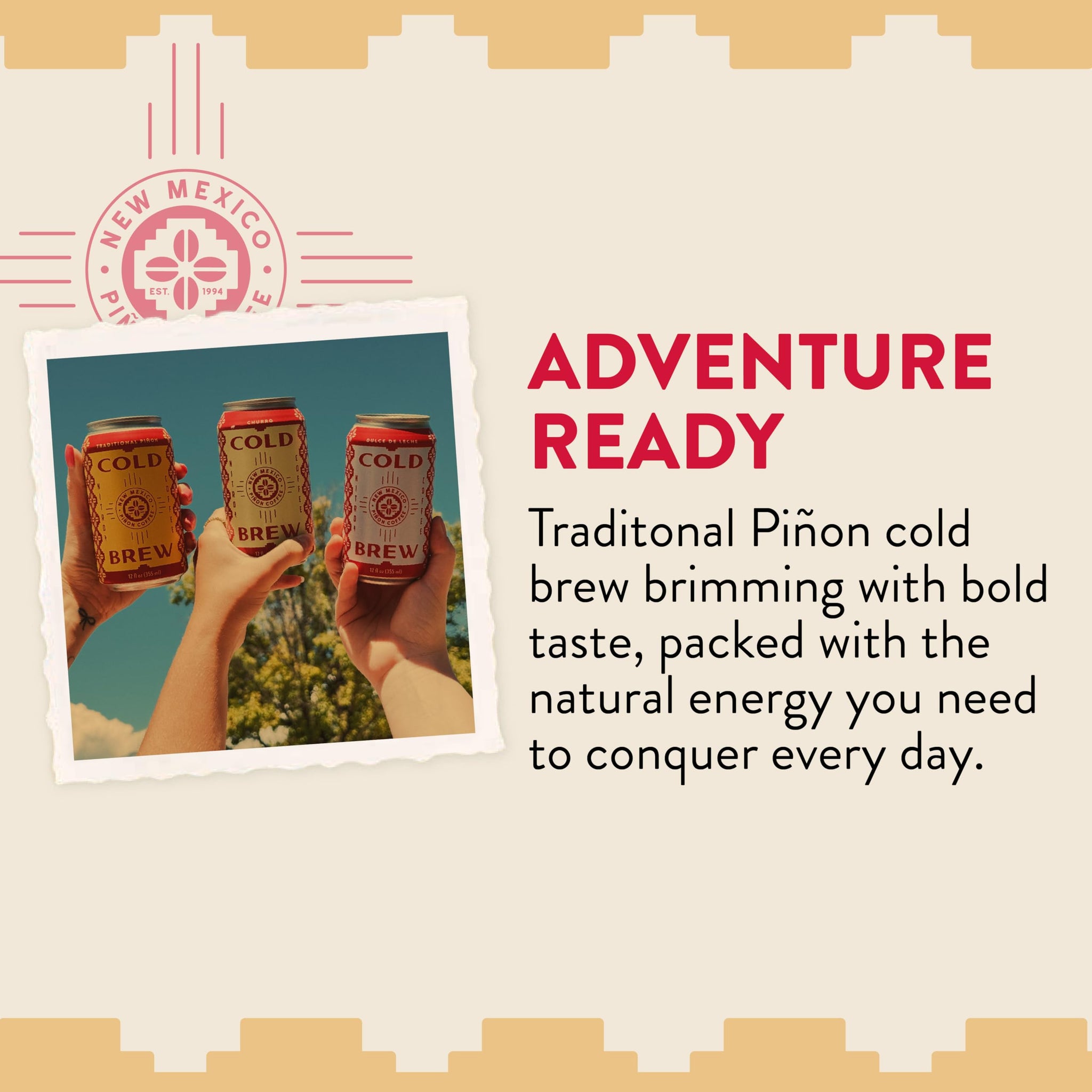 New Mexico Piñon Nitro Cold Brew Coffee Drink - Smooth Nutty Taste, High Energy Nitrogen Infused Classic Black Coffee Cans 12oz - Natural Flavor Zero