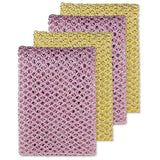 Rugged Glitter Dish Wash Net Heavy Duty, 4 pcs - Premium Non-Scratch Scouring Pads for Durable Cleaning - Glitter Kitchen Mesh Dish Cloth Set