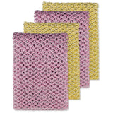 Rugged Glitter Dish Wash Net Heavy Duty, 4 pcs - Premium Non-Scratch Scouring Pads for Durable Cleaning - Glitter Kitchen Mesh Dish Cloth Set