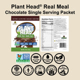 Nature's Answer Plant Head Real Meal Replacement Powder, Chocolate, 30g Protein, 15g Fiber, Vegan, Gluten-Free, Single Servings, 2.5 oz Travel