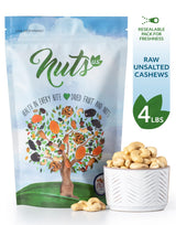 NUTS U.S. - Cashews | Raw and Unsalted | Whole Kernels and No Shell | Fresh & Unroasted | Natural Bulk Cashews !!! (4 LBS)