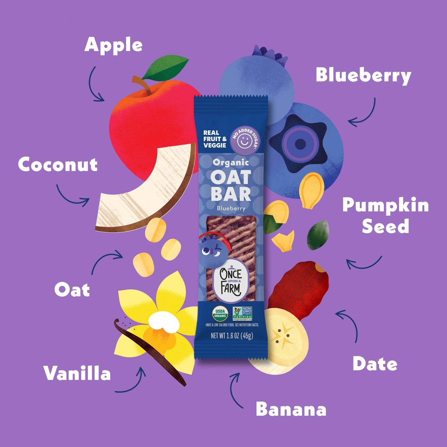 Once Upon a Farm Organic Blueberry Refrigerated Oat Kids' Bar,1.6oz