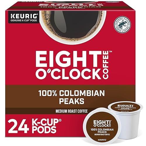 Eight O'Clock Coffee Colombian Peaks, Single-Serve Keurig K-Cup Pods, Medium Roast Coffee, 24 Count