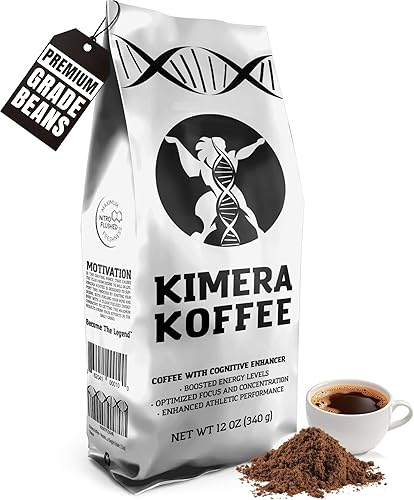 Kimera Koffee Original Blend - Organic Medium Roast Nootropic Coffee with Alpha-GPC, Taurine, DMAE, L-Theanine, 12oz Ground