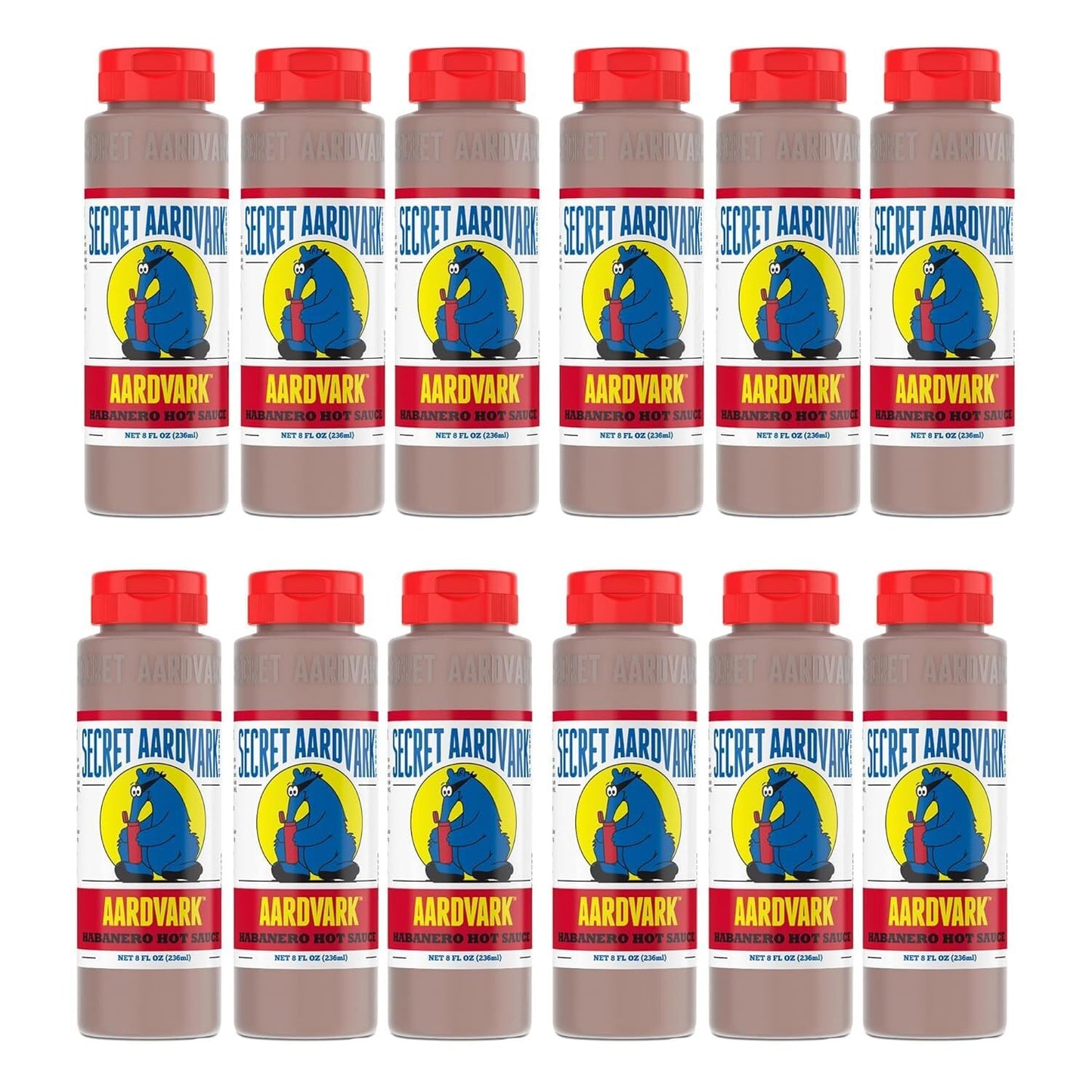 Secret Aardvark Habanero Hot Sauce, Non-GMO, Low Sugar, 12-Pack 8 fl oz