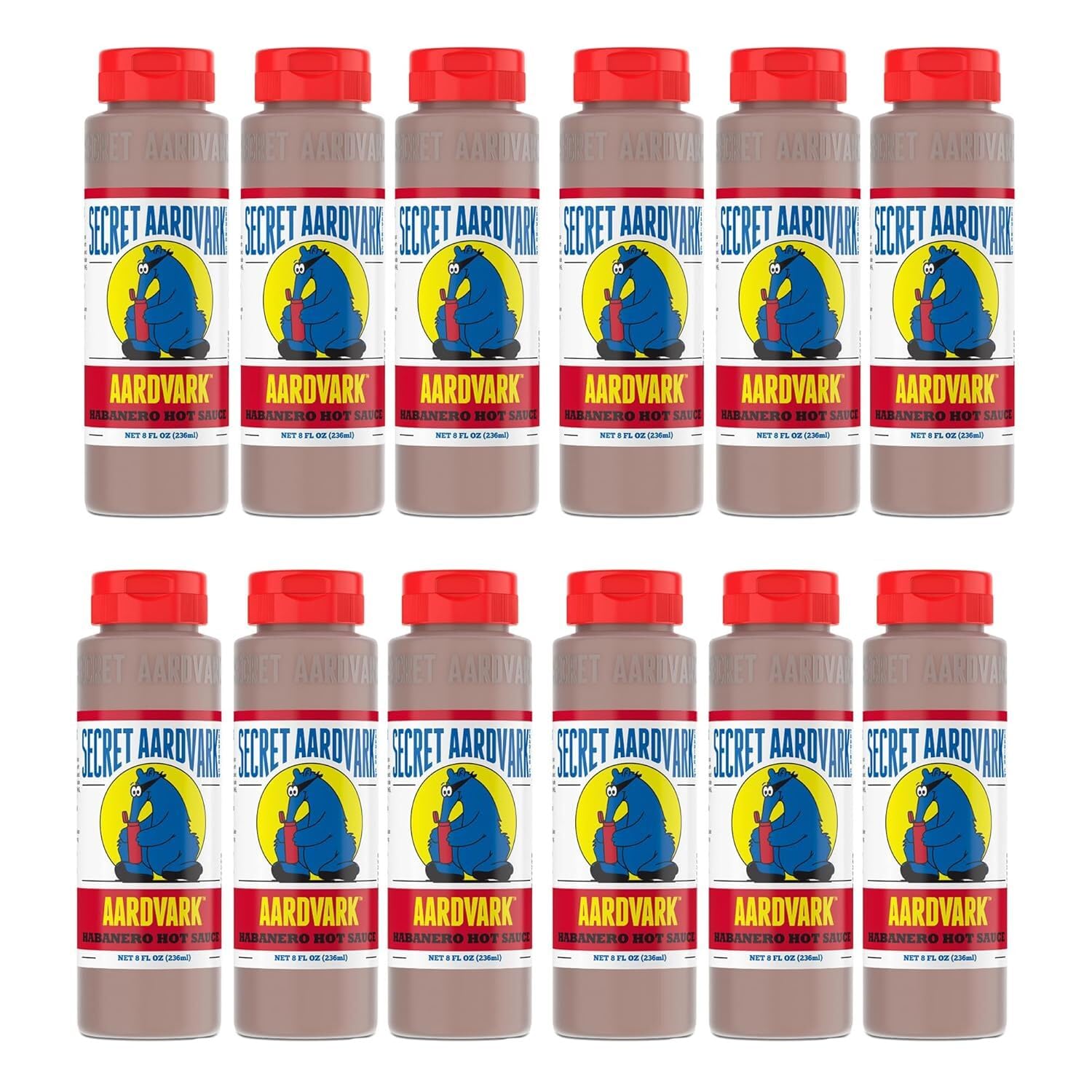 Secret Aardvark Habanero Hot Sauce, Non-GMO, Low Sugar, 12-Pack 8 fl oz