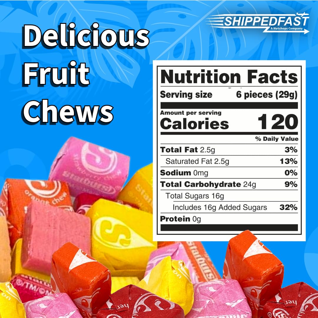 Fruit Chews Candy, 2lb (32oz) Bulk Bag, Individually Wrapped for Freshness and Easy Sharing, Perfect for Buffet Spreads, Birthdays, and Holiday