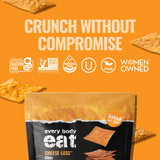 Every Body Eat Gluten Free Crackers, Cheese-Less - Vegan Snacks, Dairy Free Cheddar Style Snack Crackers, Seed Oil Free (Pack of 6), 4 oz Bags