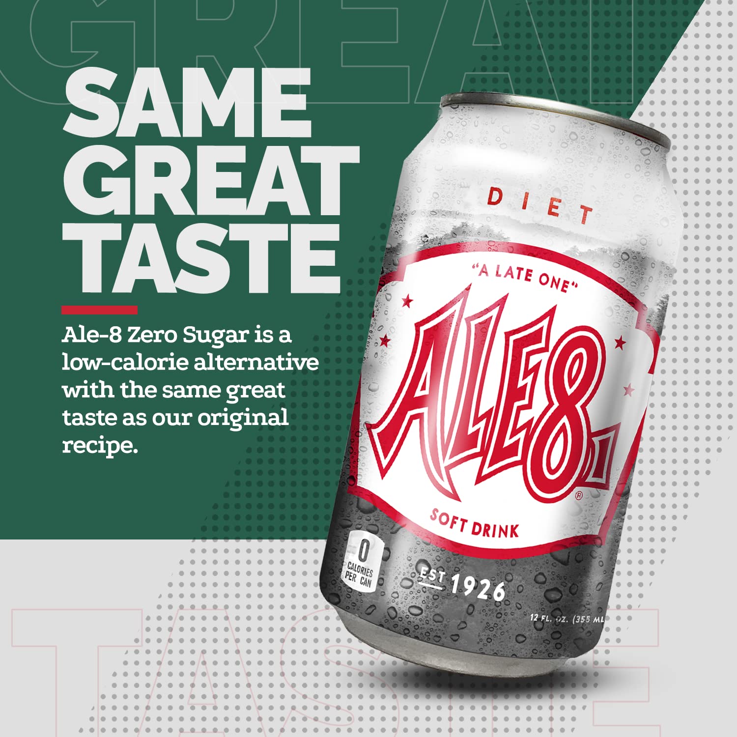 Ale 8 One Ginger Ale Soda with a Caffeine Kick & Hint of Citrus - Original Flavor - Zero Sugar - 12 Pack, Case of 12 Oz Cans - Sugar Free Ginger Soft