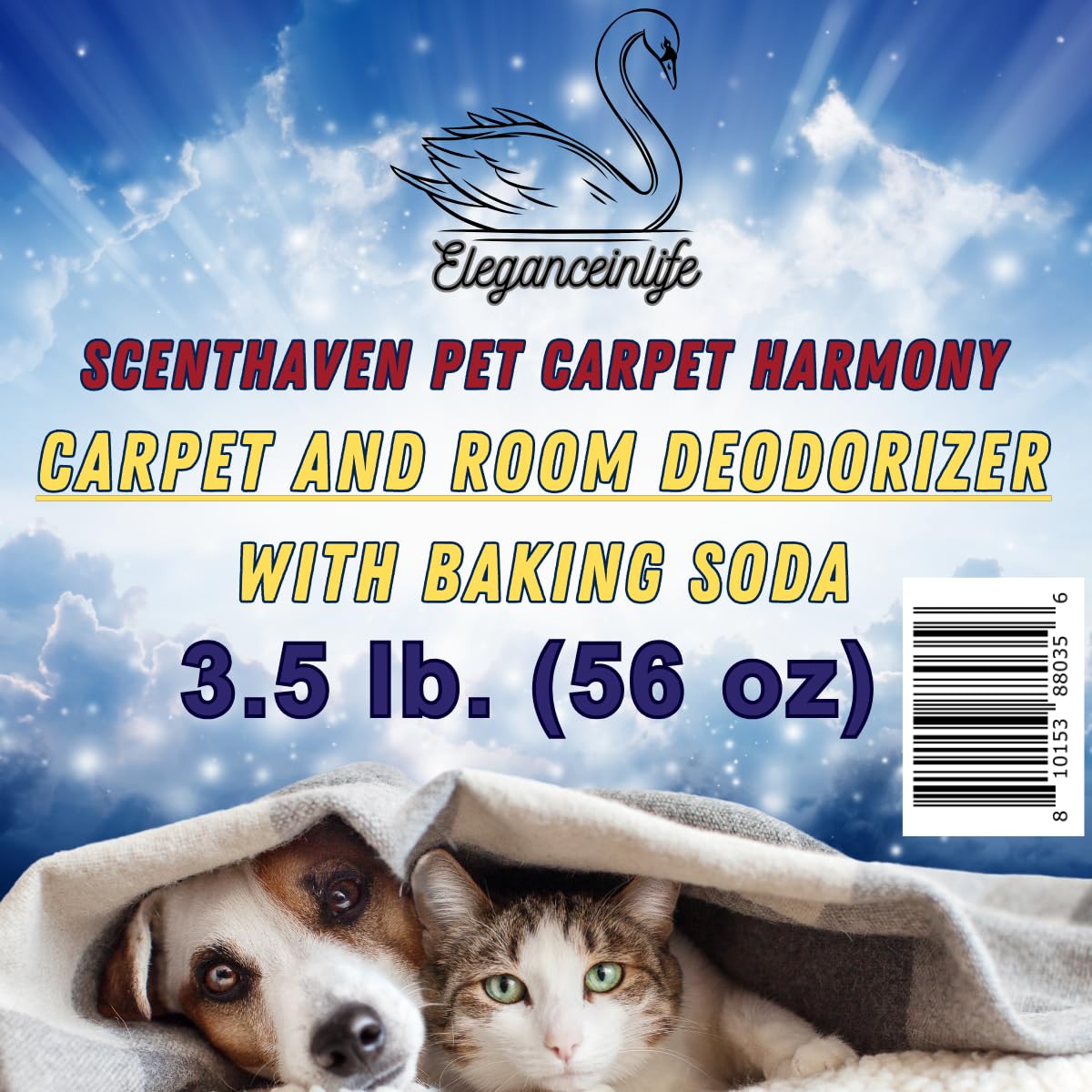 Eleganceinlife ScentHaven Pet Carpet Harmony - Carpet and Room Deodorizer with Baking Soda, 3.5 lb. (56 oz) - Neutralize Pet Odors and Refresh Your