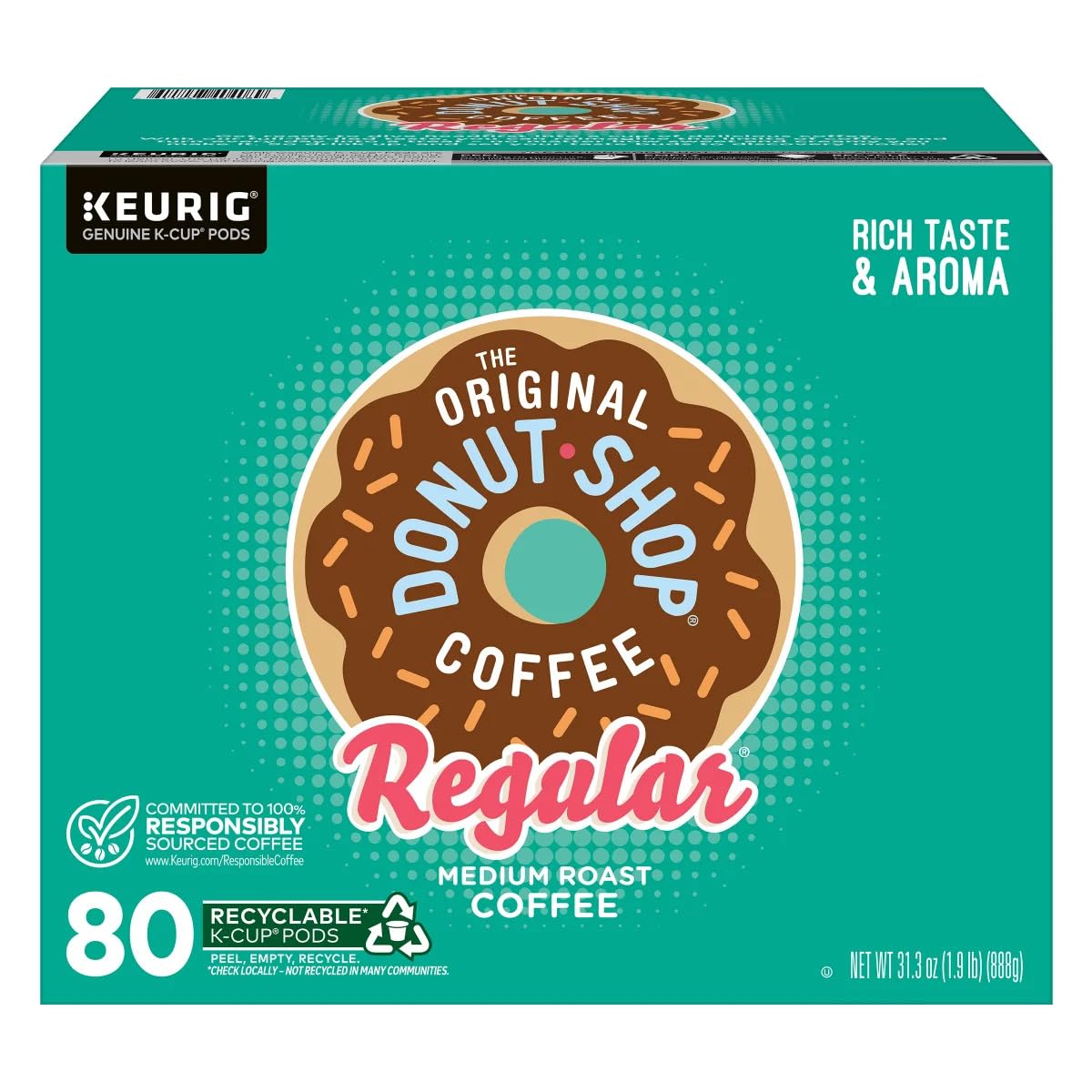 The Original Donut Shop Regular, Keurig K-Cup Pods, Medium Roast Coffee Pods, 100 Count