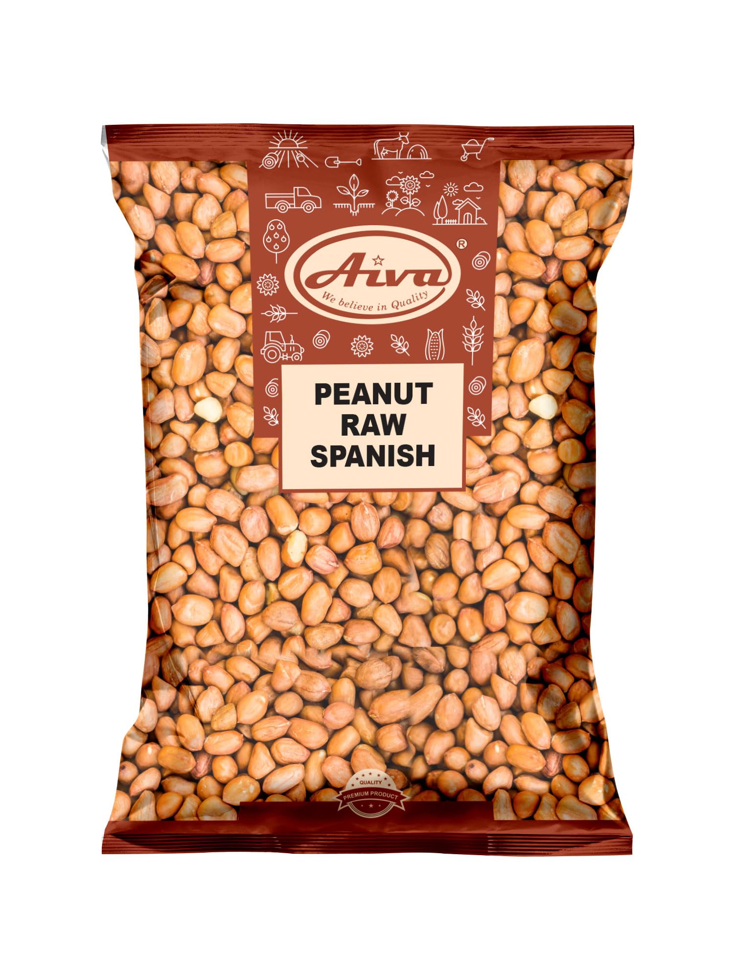 Aiva Raw Spanish Peanuts (5 LB) Bulk - Whole Unsalted Peanuts for Snacking, Cooking, and Baking | Product of USA | Spanish Premium Grade