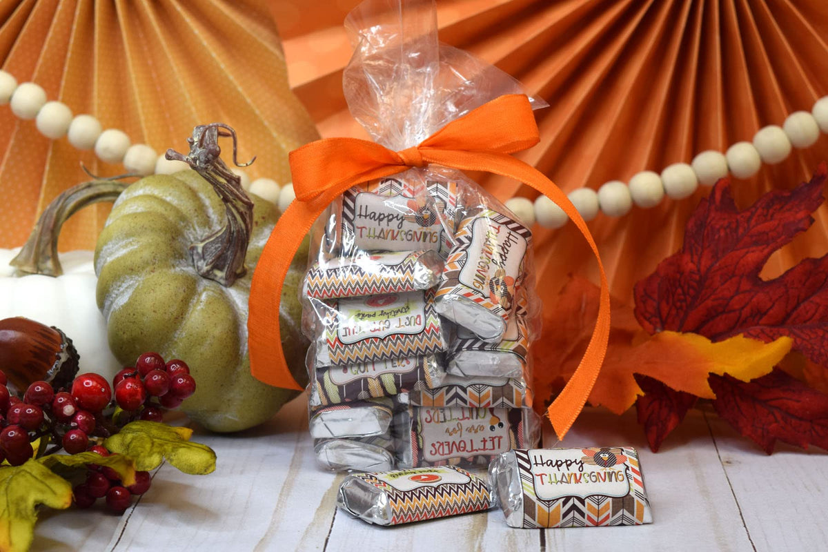 Leftovers Are For Quitters Bust Out The Stretchy Pants Thanksgiving Mini Chocolate Candy Bar Sticker Wrappers, 45 1.4" x 2.6" Wrap Around Labels by