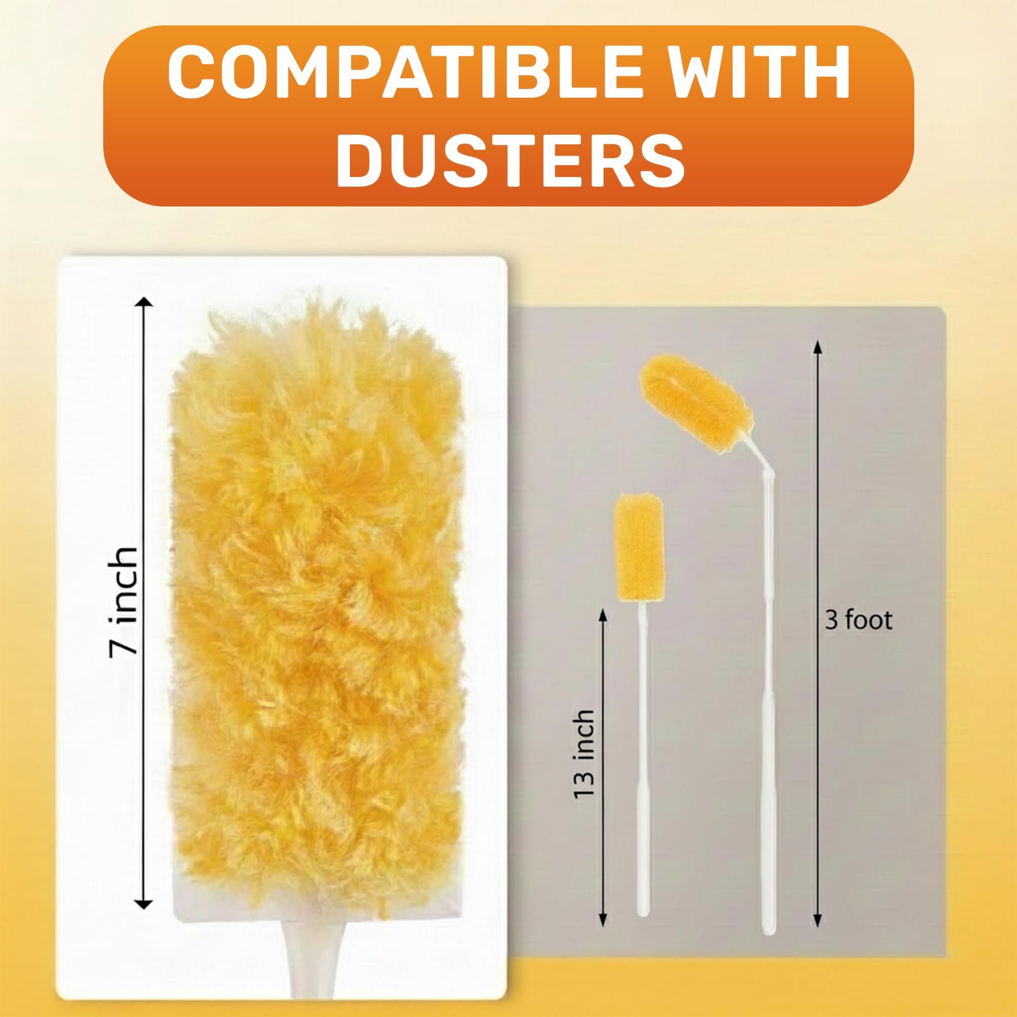 60 Pack Heavy Duty Duster Refills with Extendable 3FT Handle, Multi Surface 360 Disposable Dusters Kit for Cleaning Furniture, Blinds, Ceiling Fan