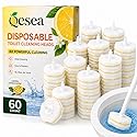 Qesea Toilet Wand Refills 60 Count Lemon Scent - Disposable Toilet Bowl Cleaner Brush Heads with Fresh Citrus Fragrance, Fits Most Standard Toilet