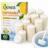 Qesea Toilet Wand Refills 60 Count Lemon Scent - Disposable Toilet Bowl Cleaner Brush Heads with Fresh Citrus Fragrance, Fits Most Standard Toilet
