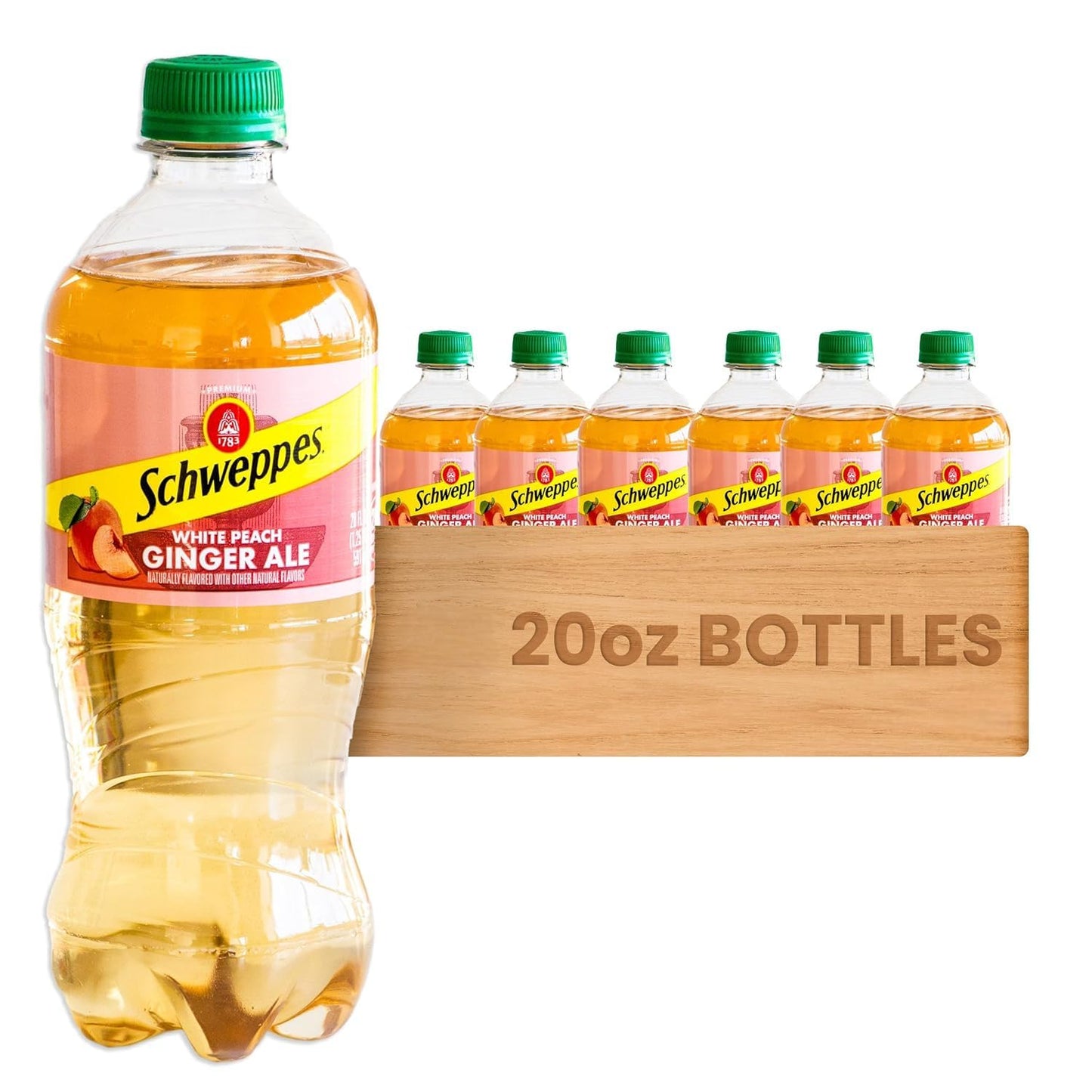 Schweppes Ginger Ale - Refreshing, Crisp, Delicious - 12, 20oz Bottles (20oz, White Peach)