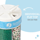 Sweets Indeed Christmas Sprinkles Mix - 6-Cell Holiday Assortment 6.45 oz | Edible Jimmies, Nonpareils & Sugar Pearls for Decorating Christmas