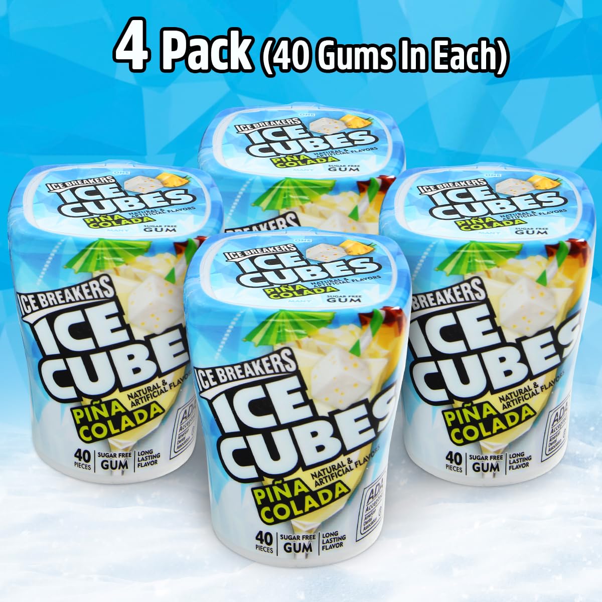 Pina Colada Gum to Enjoy Home Snaking Moments - Sugar Free Refreshingly Cool Cubed Chewing Gum for Mother's Day, Kids School Bags, Party Favors