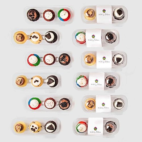 Baked by Melssia Cupcakes - Party Favor Cupcakes (No Nut Flavors) - Assorted 3-Pack Bite-Size Cupcakes (12 Count of 3-Packs)