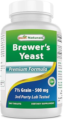 Best Naturals, Brewers Yeast, 7-1/2 Grains with Vitamin B1, Vitamin B2, 1000 mg 240 Tablets (240 Count (Pack of 1))