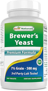 Best Naturals, Brewers Yeast, 7-1/2 Grains with Vitamin B1, Vitamin B2, 1000 mg 240 Tablets (240 Count (Pack of 1))