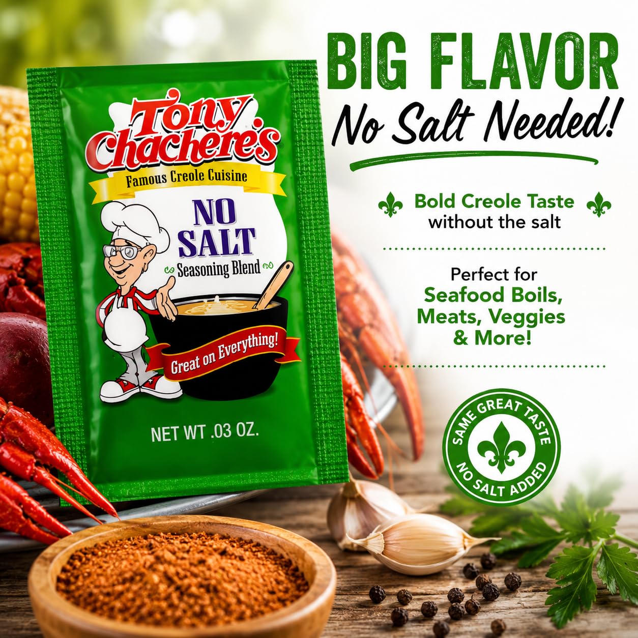 Tony Chachere's Creole Seasoning 20oz (No Salt+Packet)