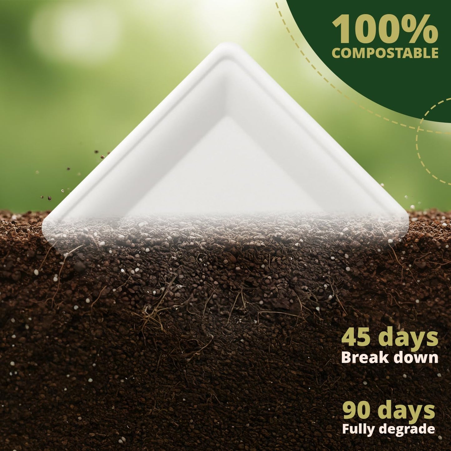 100% Compostable 6" Square Paper Plates [50-Pack] - BPI Certified & ASTM compliant - [6 Inch] Heavy Duty, Eco-Friendly, Biodegradable Bagasse Dinner