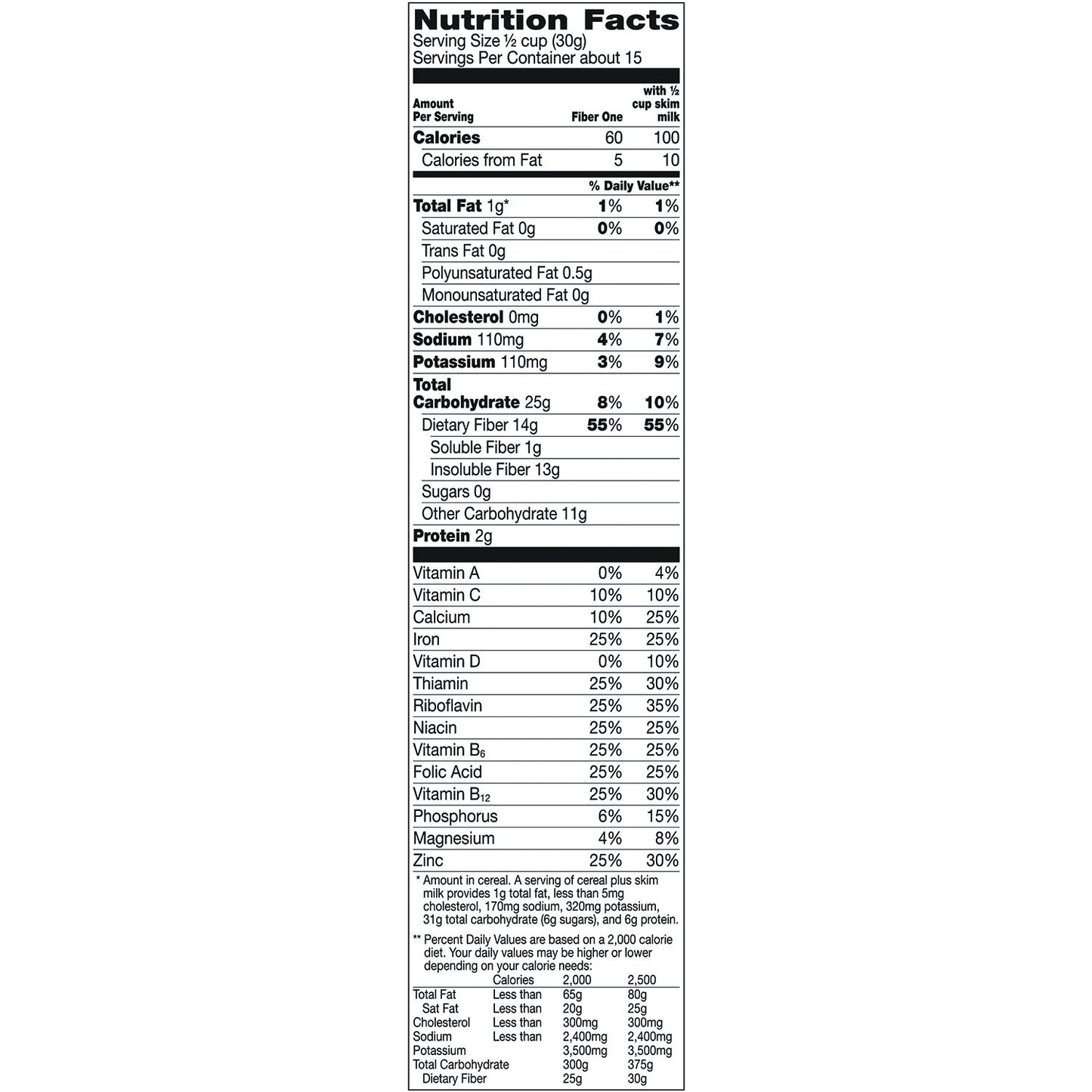 Fiber One Cereal, Original Bran, Whole Grain, 16.2 oz