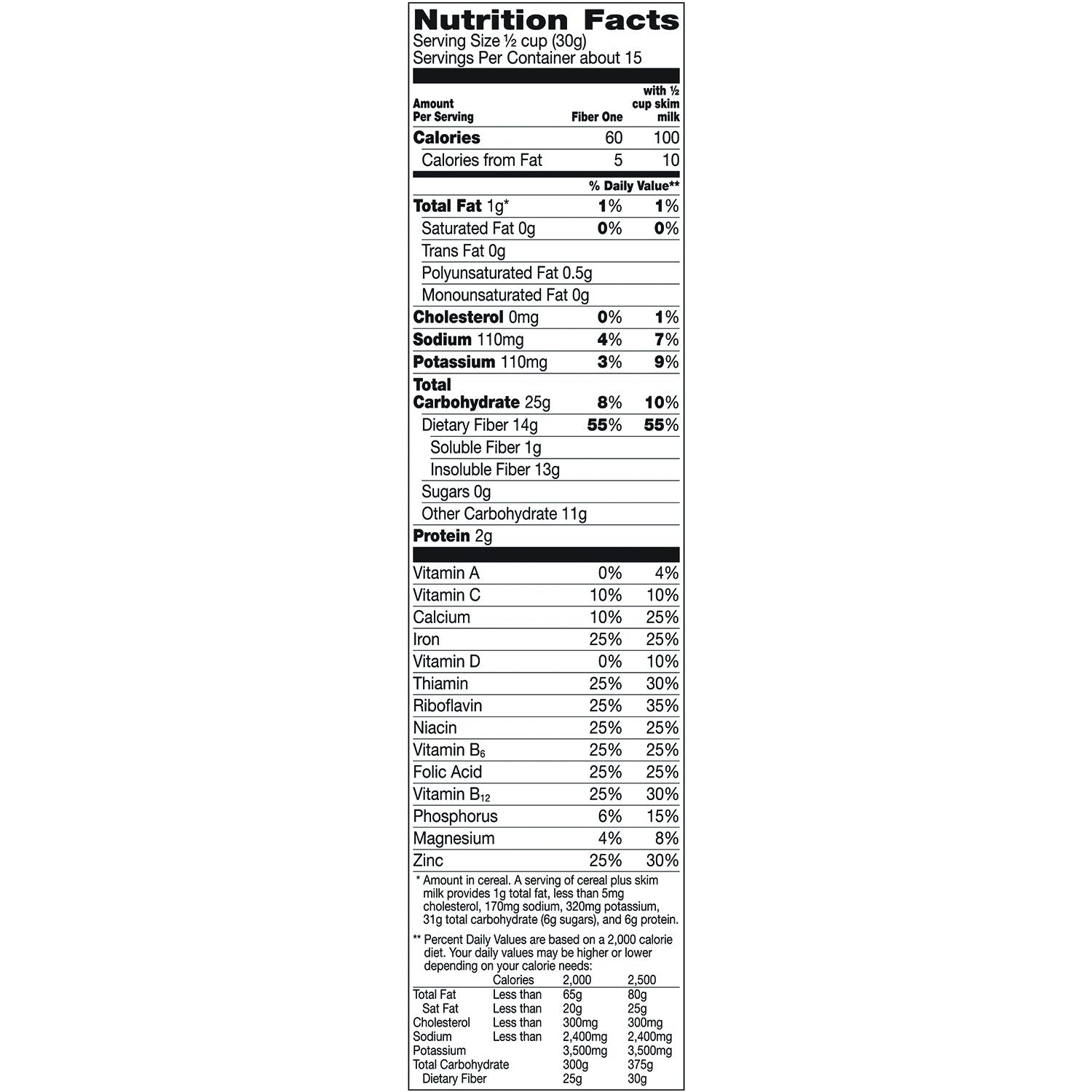 Fiber One Cereal, Original Bran, Whole Grain, 16.2 oz