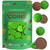 Saint Patrick's Day 100 Clover Shamrock Leprechaun Green Coins, Premium Belgian Nut-Free Candy, Kosher (100-Pack)