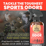 Uncle Todd’s Odor Stomp Sports Equipment Odor Eliminator Spray - Extra Strength Enzyme-Powered Deodorizer for Football, Hockey, Gym Bags, and Athletic