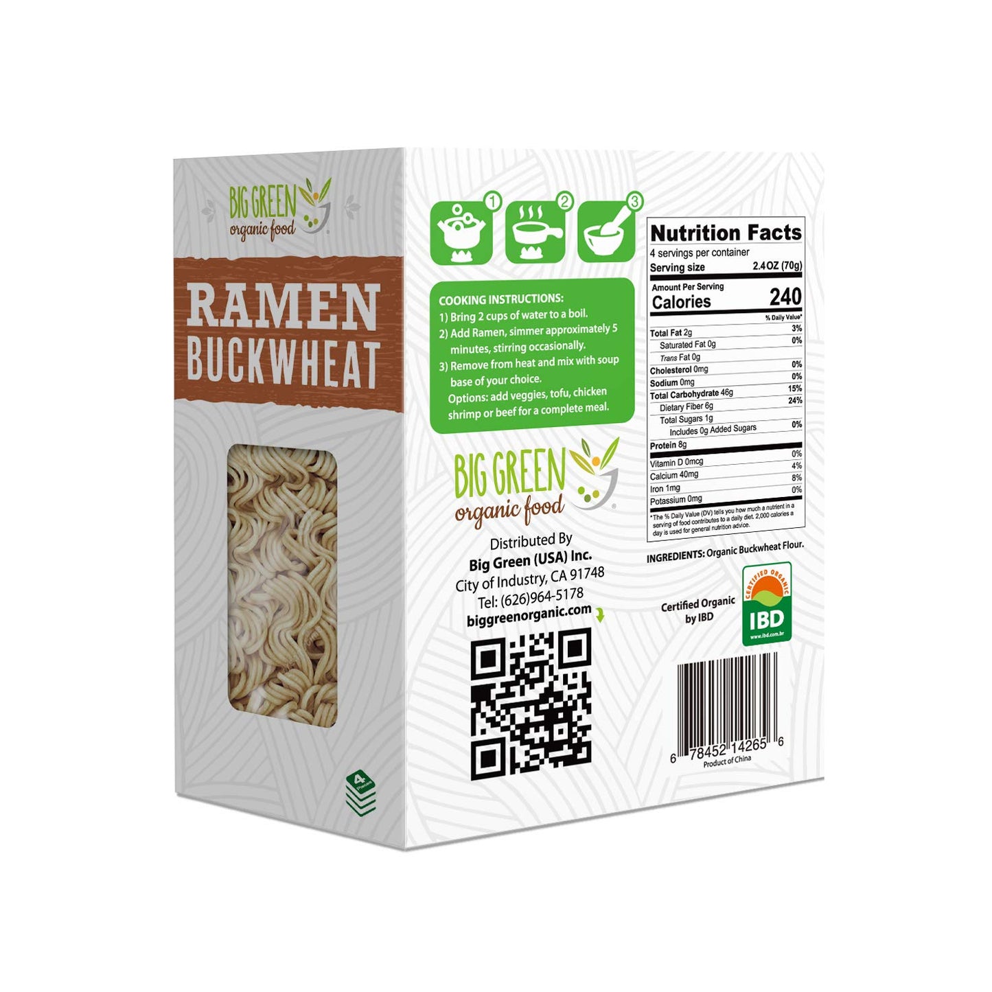 Big Green Organic Food- Organic Buckwheat Ramen, 10.5oz, 100% buckwheat, Gluten-Free, Non-GMO, Vegan (1)