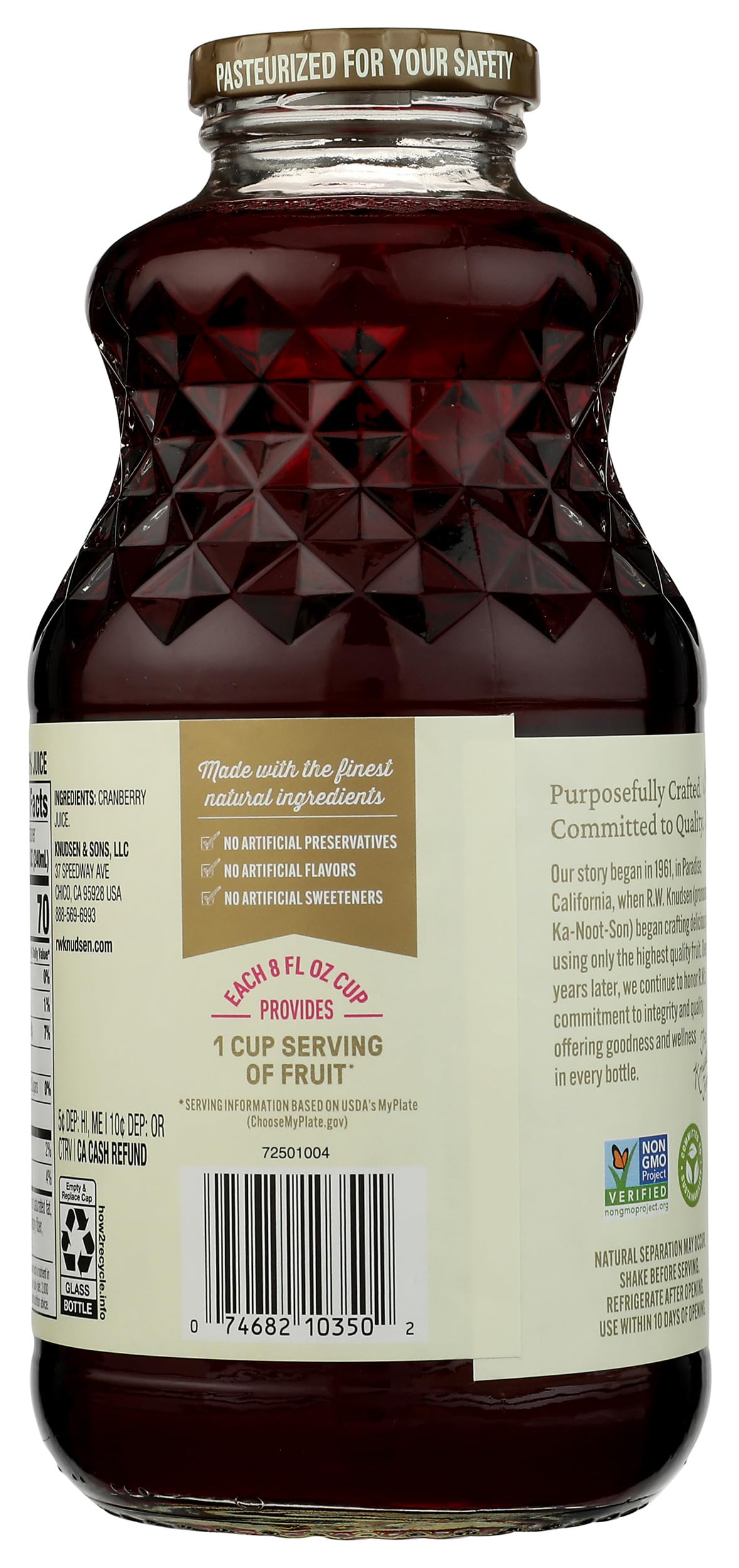 Knudsen Just Cranberry Juice - 32 ounce -- 12 per case.